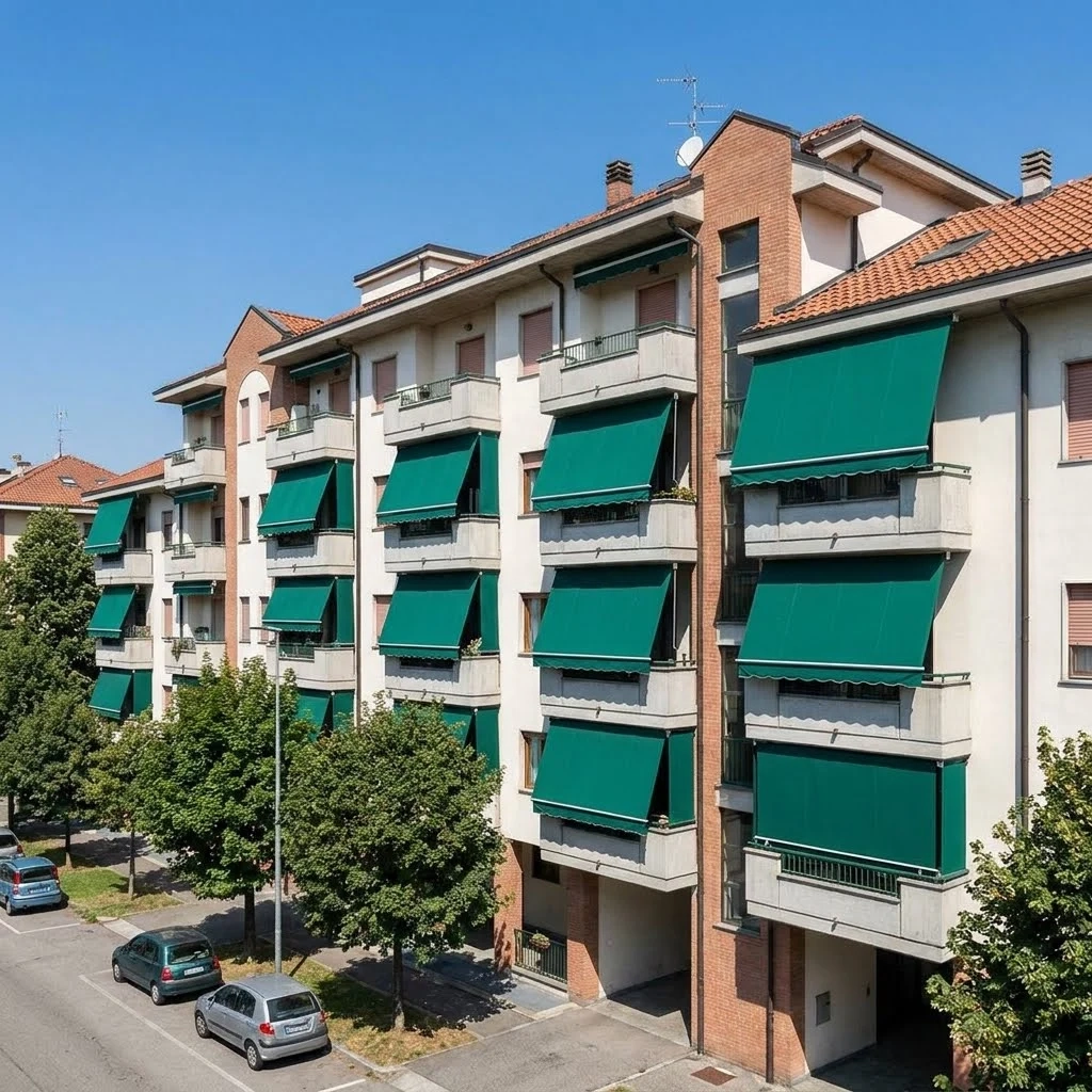 Tenda da sole a cappottina su misura per condominio a Torino